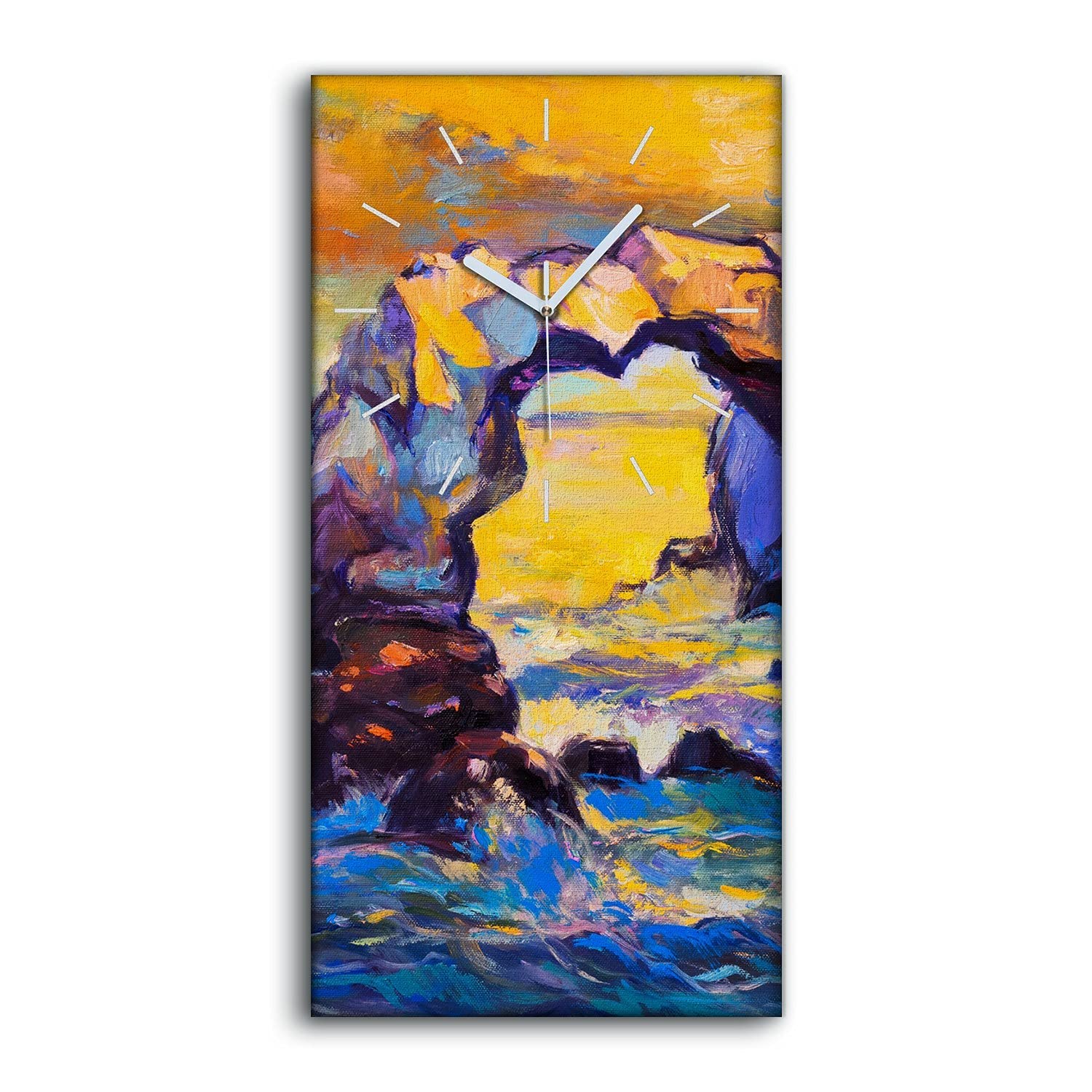Horloge sur toile abstrait sea rock waves art moderne pour image murale
