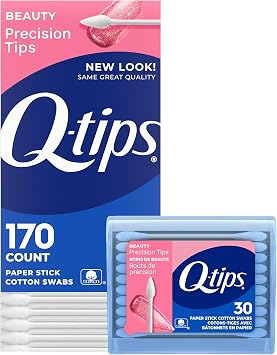 Q-tips Cotton Swabs, Precision Tips, 170 Count + 30 Count Travel-Size Pack Household Essentials, Beauty & Personal Care