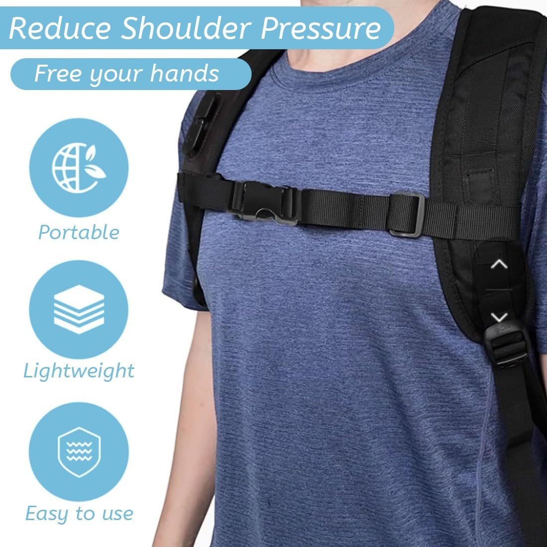 3 Pezzi Cinghia Toracica Zaino, Spallacci dello zaino, Cinghia Toracica Regolabile con Fibbia, Adjustable Backpack Straps, Cinturino Sterno Regolabile Cinturino Antiscivolo Resistente, Jogging