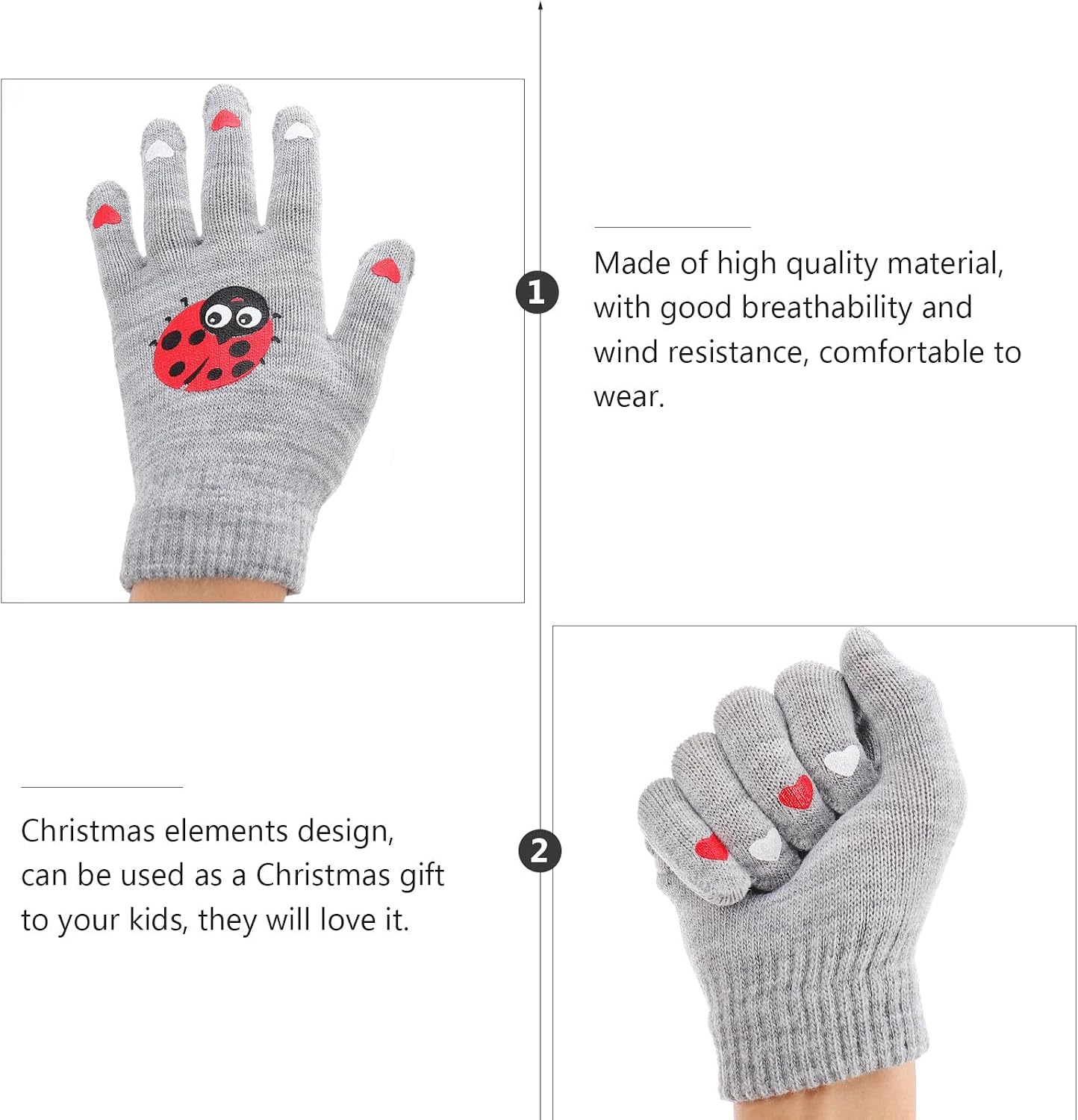 5 Pairs Winter Gloves Windproof Warm Mittens for Ages 6-12 Boys Cold Weather Protective Gloves Random Color