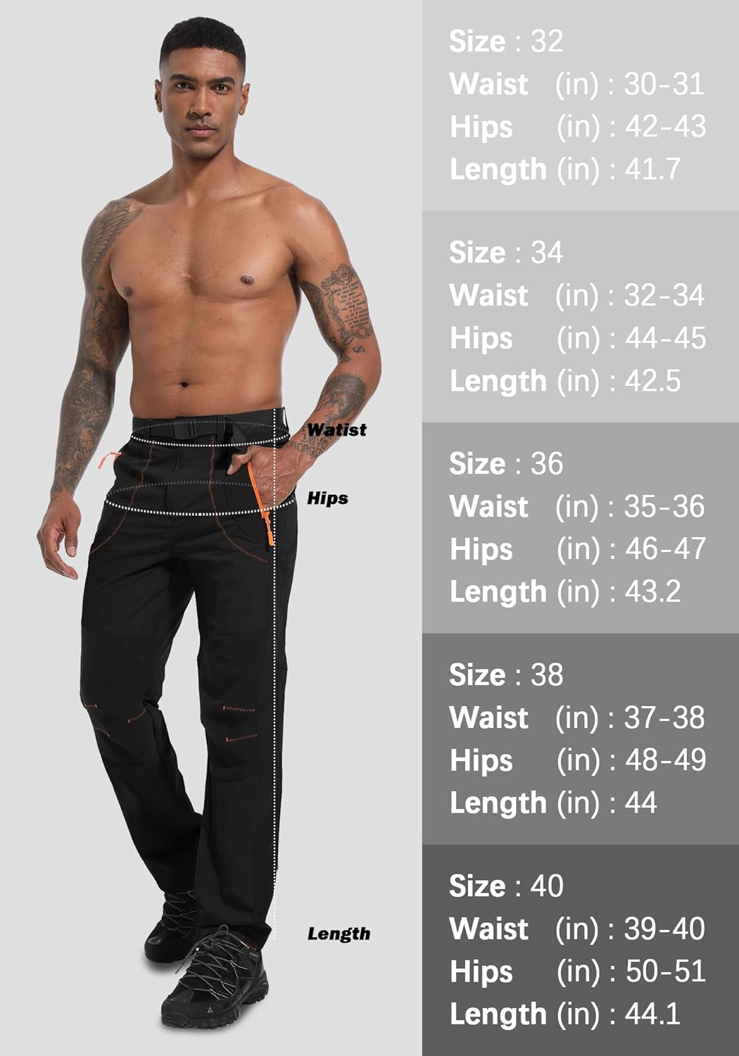 Men's Hiking Cargo Pants Outdoor Water Resistant Lightweight Quick-Dry Athletic Apparel, namely, Pants - Image 6