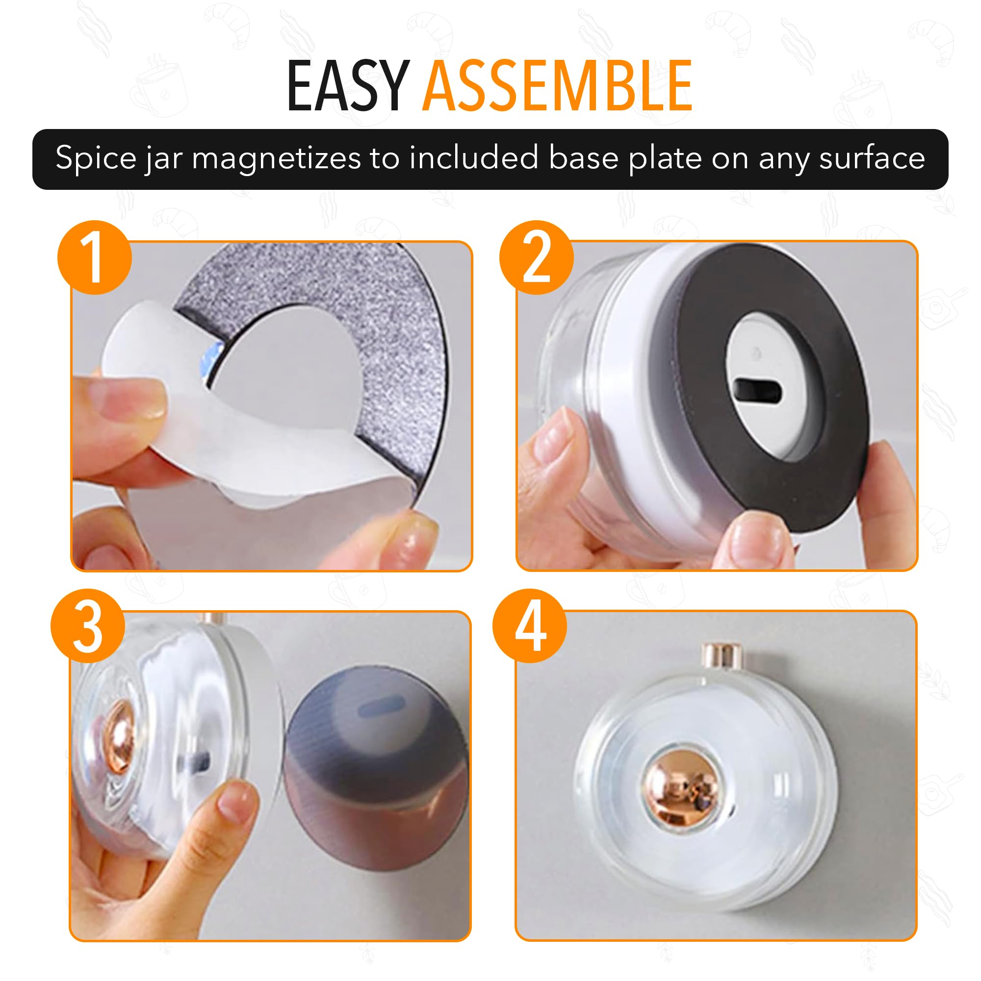 Set di 12 barattoli magnetici per spezie per frigorifero, contenitori magnetici per spezie con coperchio shaker, barattoli bianchi da 113,4 g