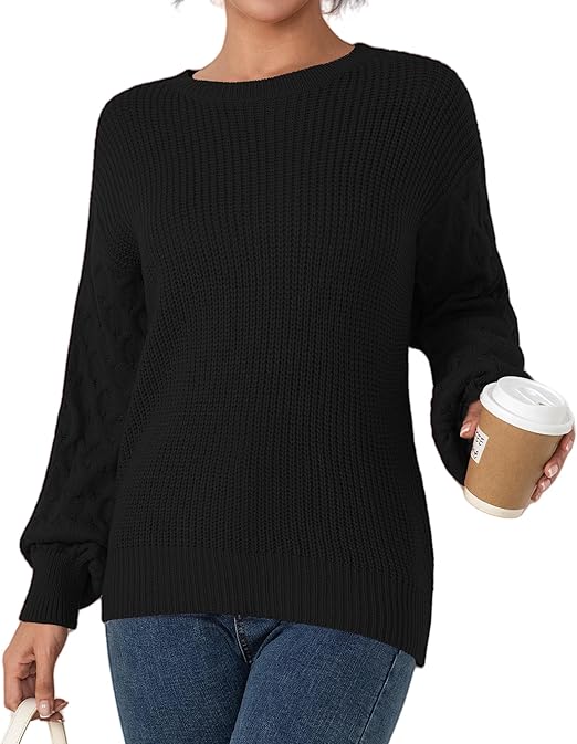 Fall Sweaters for Women 2025 - Lightweight, Honeycomb Long Sleeve, Elastic Hem, Crew Neck, Textured Knit Pullover