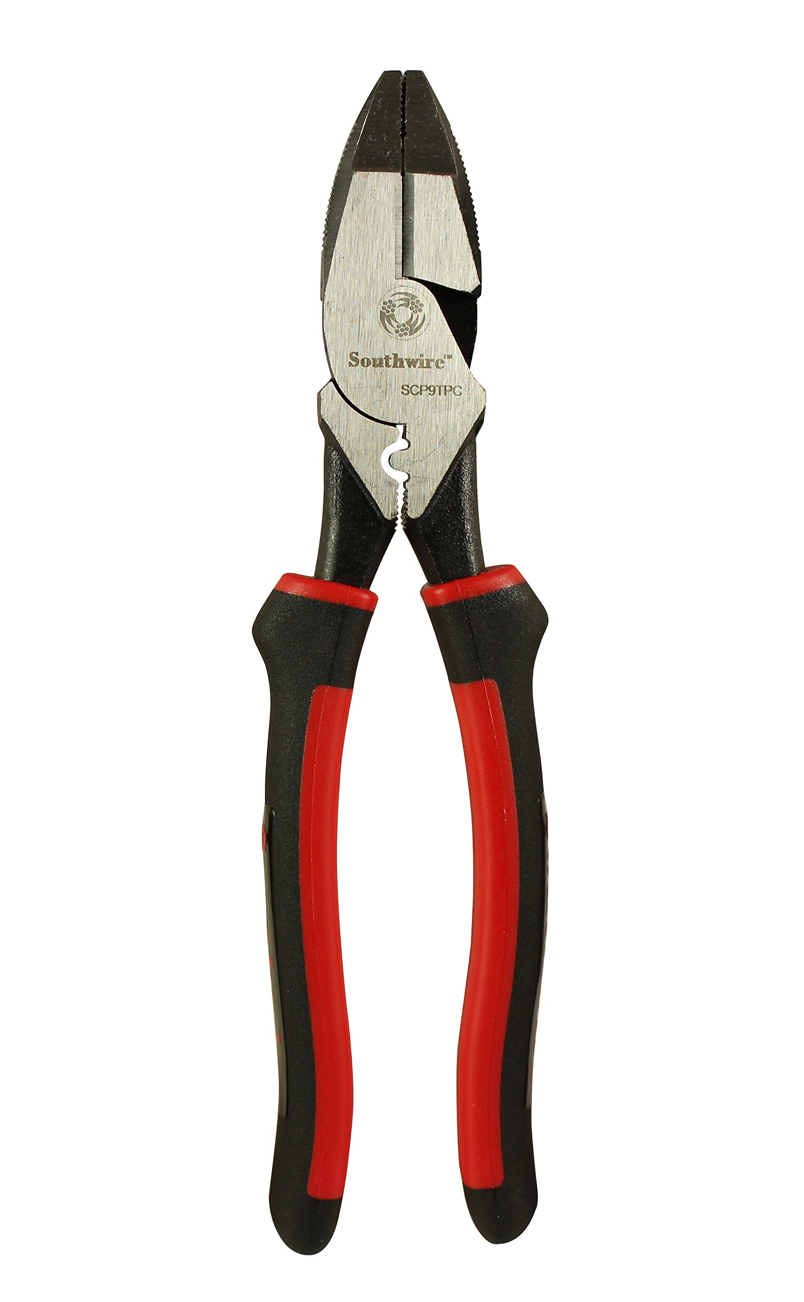 SouthwireSCP9TPC High-Leverage Side Cutting Pliers with Fish Tape Puller, Crimper, and Comfort Grip Handles, 9-Inch