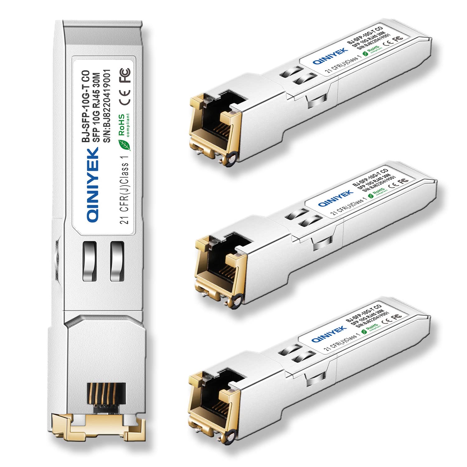 4Pack 1.25/2.5/5/10G SFP+ to RJ45 Transceiver, Copper SFP+ Module, Cat.6a/7, up to 30m, for Cisco SFP-10G-T-S, MikroTik S+RJ10, Ubiquiti UF-RJ45 -10 -10 g Net Gear AXM765, Netgear, TP-Link, Fortinet