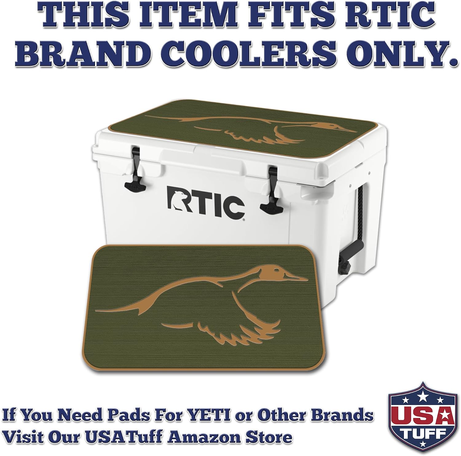 USATuff SeaDek EVA Mat Cooler Pad fits RTIC | Peel & Stick Application | Non Slip Comfort Accessories - Duck Solo Hunting Design (OliveGreen-Mocha)
