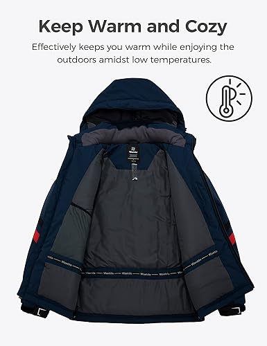 Miniatura 3 de Wantdo Chaqueta de esquí impermeable para hombre, abrigo de nieve cálido de invierno, resistente al viento, rompevientos al aire libre, Nieve