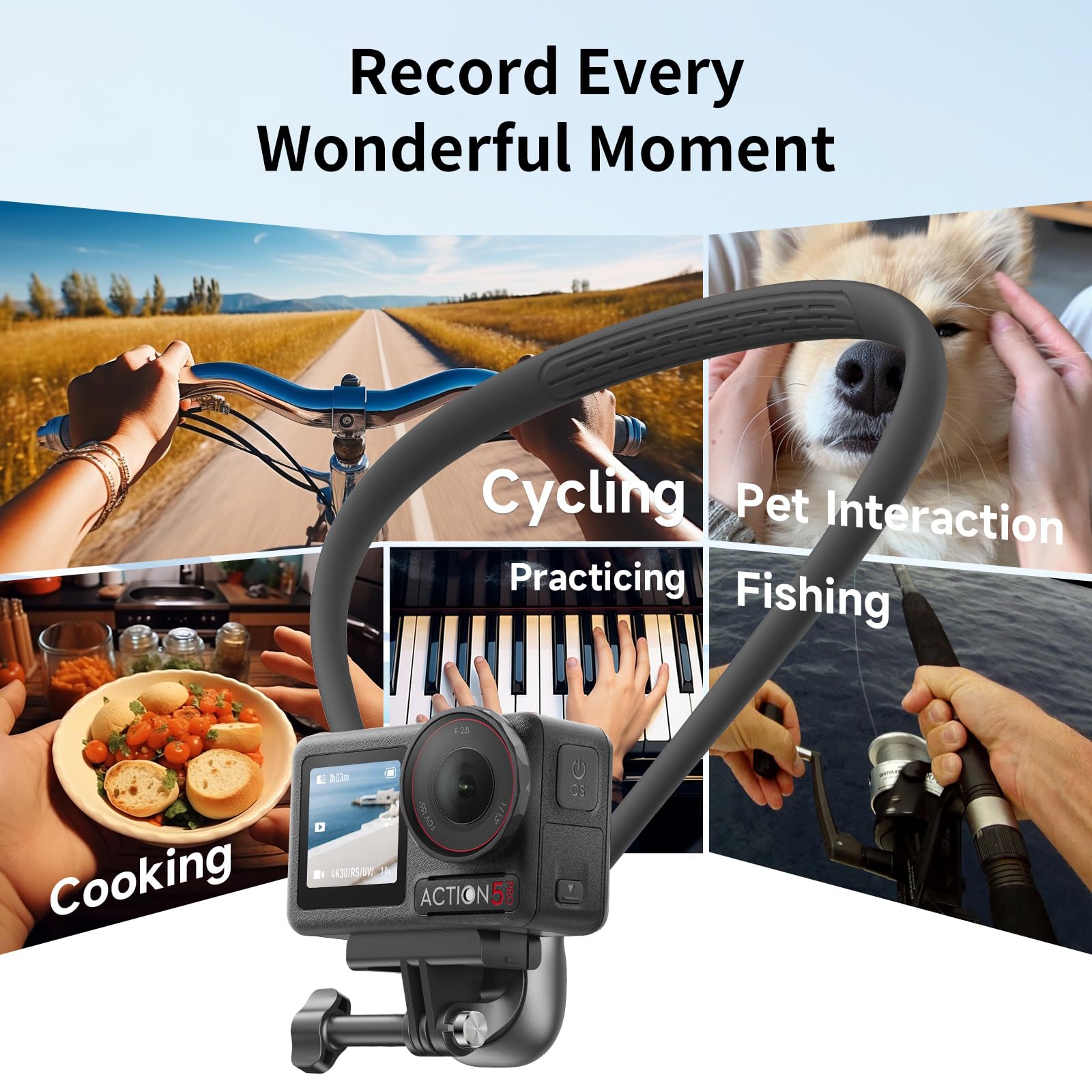 Supporto magnetico per telefono da collo per registrazione video POV fotocamera telefono POV supporto toracico per GoPro DJI Osmo, Pocket 3 Neck Mount, ideale per vlogging, live streaming, cucina