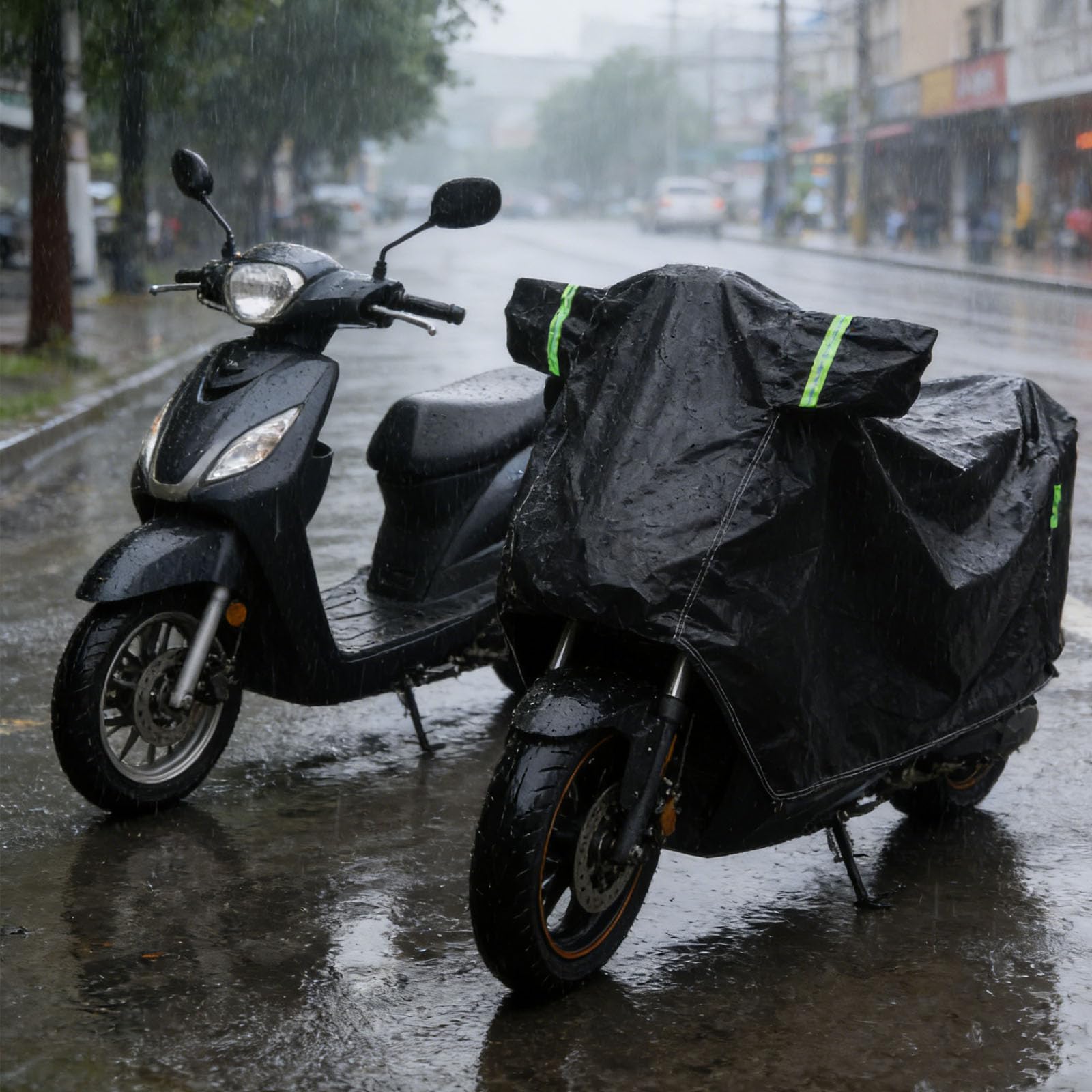 Abaodam Housse de Moto Noire 2XL Imperméable en Tissu Oxford Épais, Protection Extérieure UV et Anti-poussière, Grosse Housse pour Motos 222-251 Cm, Adaptée Voyage Rangement Extérieur