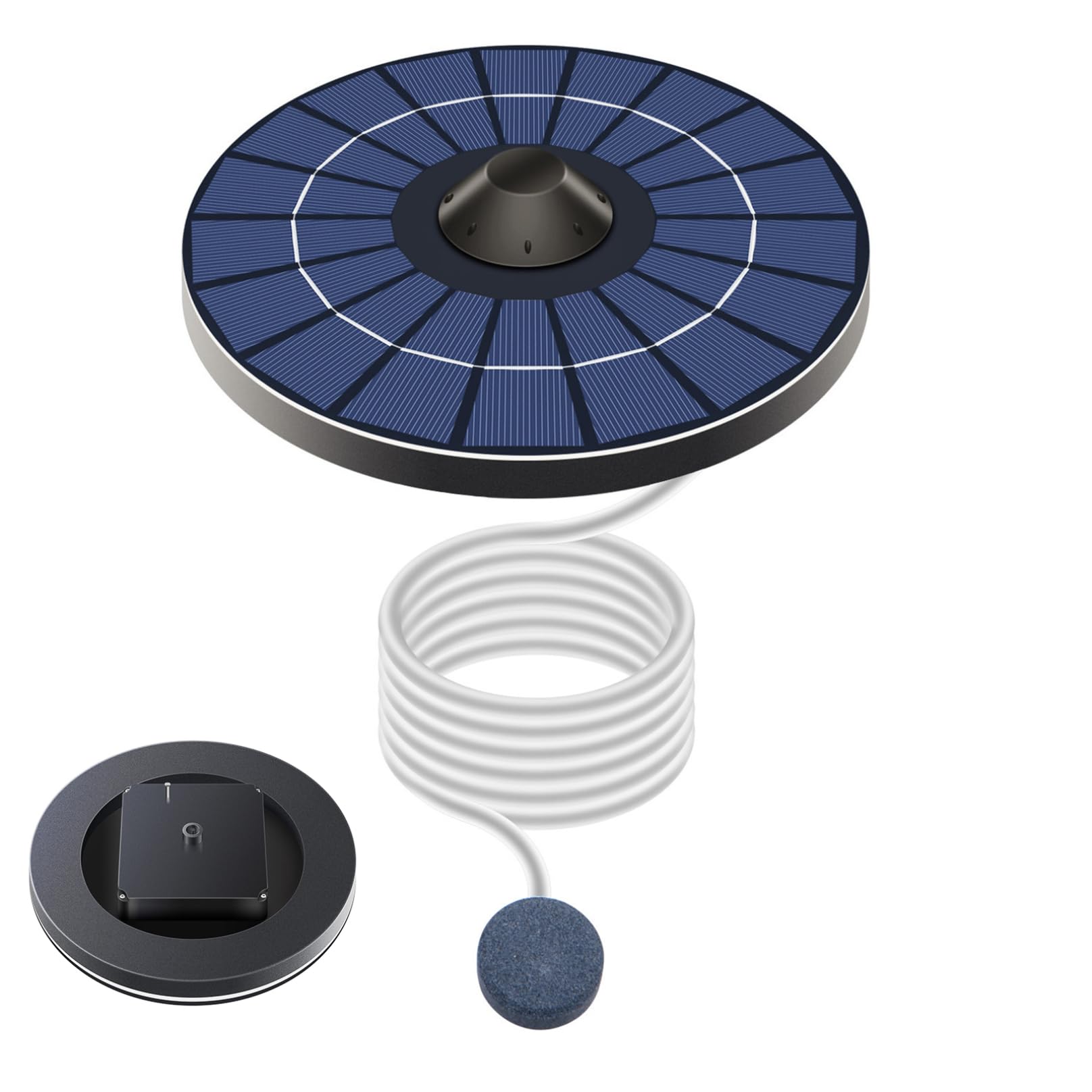 BeVistoso Solar Pond Aerator 2.5W Adjustable Solar Powered with Air Hoses Bubble Stone for Fountains Aquariums