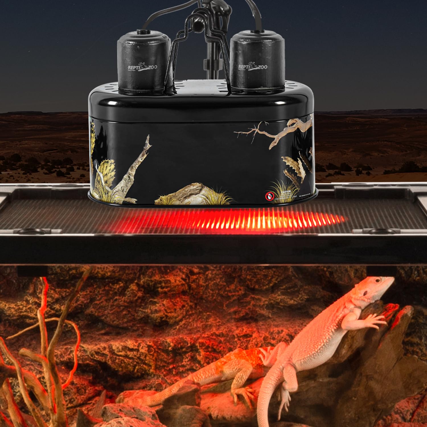 REPTI ZOO Nano Dual Dome Reptile Light Fixture and 25W Reptile Heat Lamp Combo Pack, Mini Daylight Basking Spot Heat Lamp & Nano Heat Emitter Basking Spot Lamp - image 7