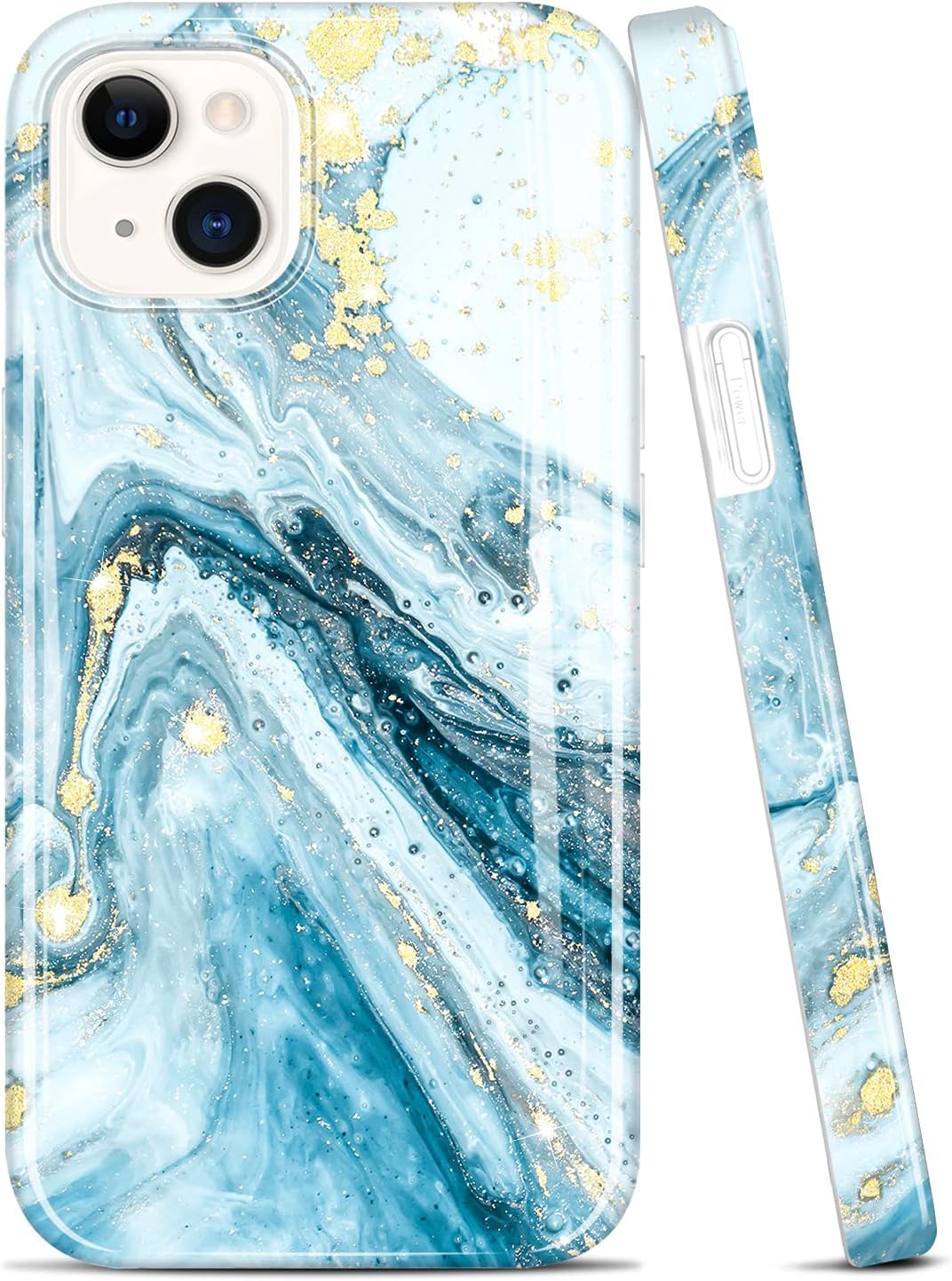 coque iphone 13 – JIAXIUFEN iPhone 13 Case TPU Gel Case Cover Slim Soft Shell Case Pour IPhone 13 2021 6,1 Pouces – Marbre Bleu