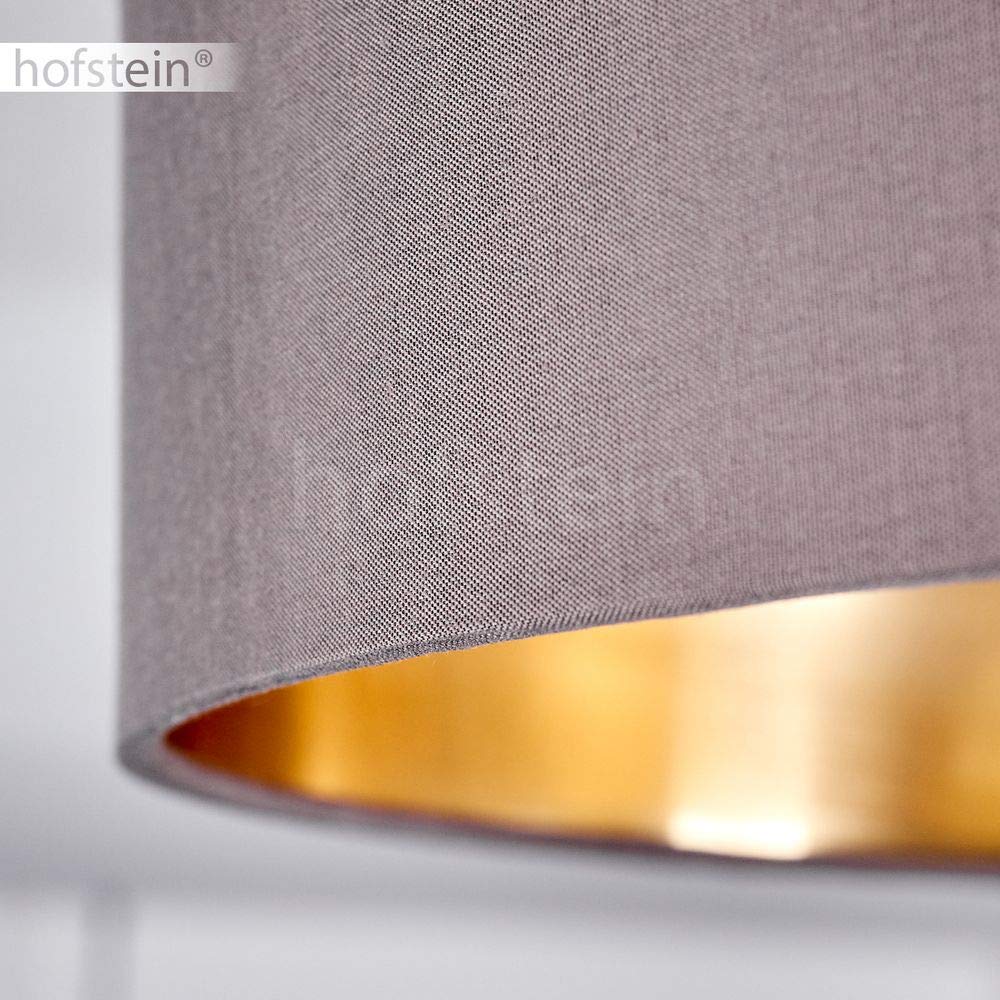 HOFSTEIN LED Deckenleuchte Elsa, runde Deckenllampe aus Metall/Stoff in Grau/Weiß/Goldfarben, moderne Leuchte mit Stoffschirm, 24 Watt, 3000 Kelvin, 2100 Lumen, Wohnzimmer, Schlafzimmer, Esszimmer
