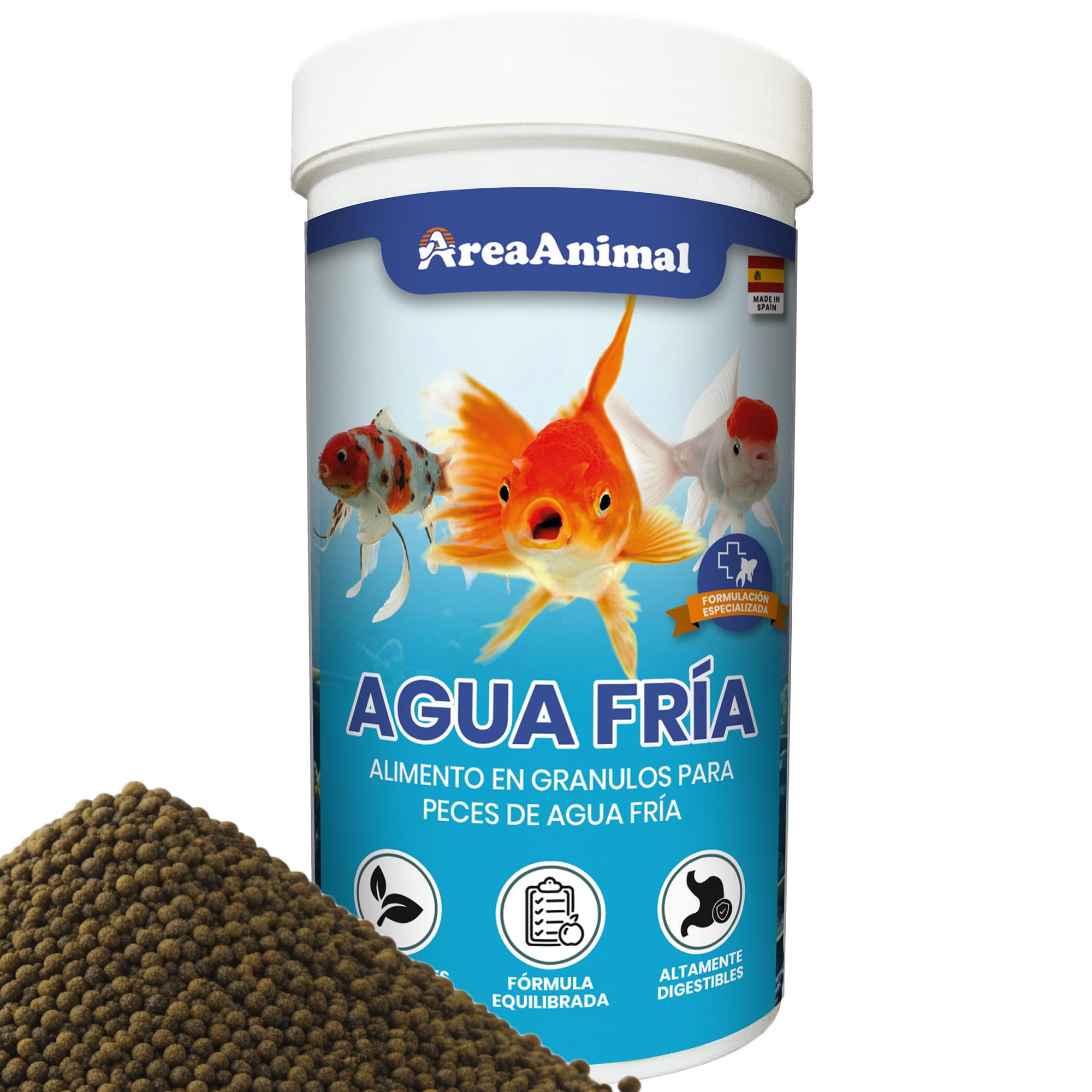 Comida Peces Agua Fria, Comida Granulos Peces 120G/250ML, Alimento para Goldfish, Koi y Cualquier Pez de Agua Fría, Fischfutter Enriquecida con Vitaminas y Minerales