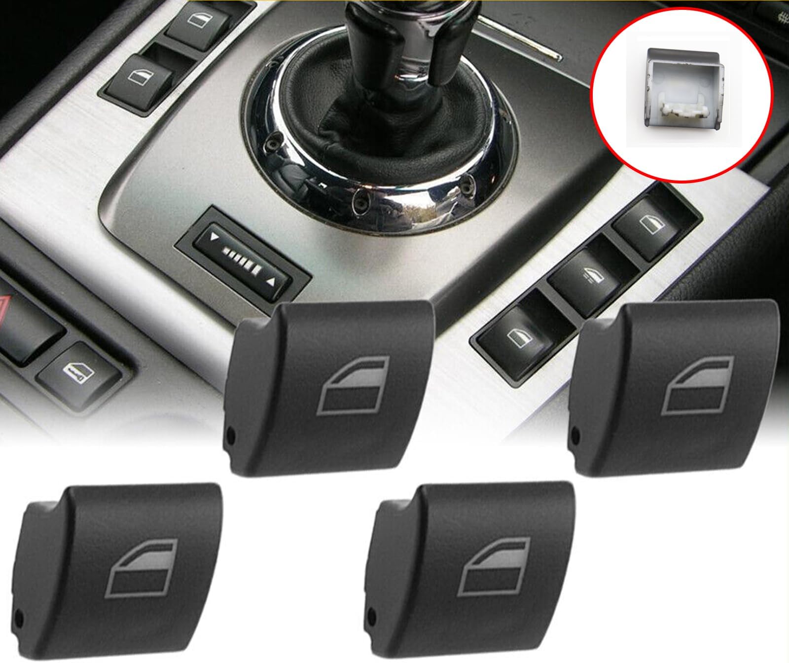 4Pcs Power Window Switch Button Cover Cap Control 61316902183 61316902184 for BMW 3 Series E46 E90 E53 E83 M3 X5 325xi 323i 325i 328i 330i 330xi