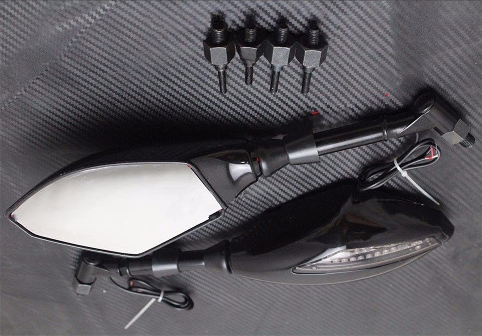 Universale Nero Moto Blu Indicatori di Direzione Indicatore Retrovisore Laterale Specchi per Y&amaha XJR1300 V-Max MT-01 MT-03 TDM900 FZ1 FZ6 XJ6 YBR Specchietti