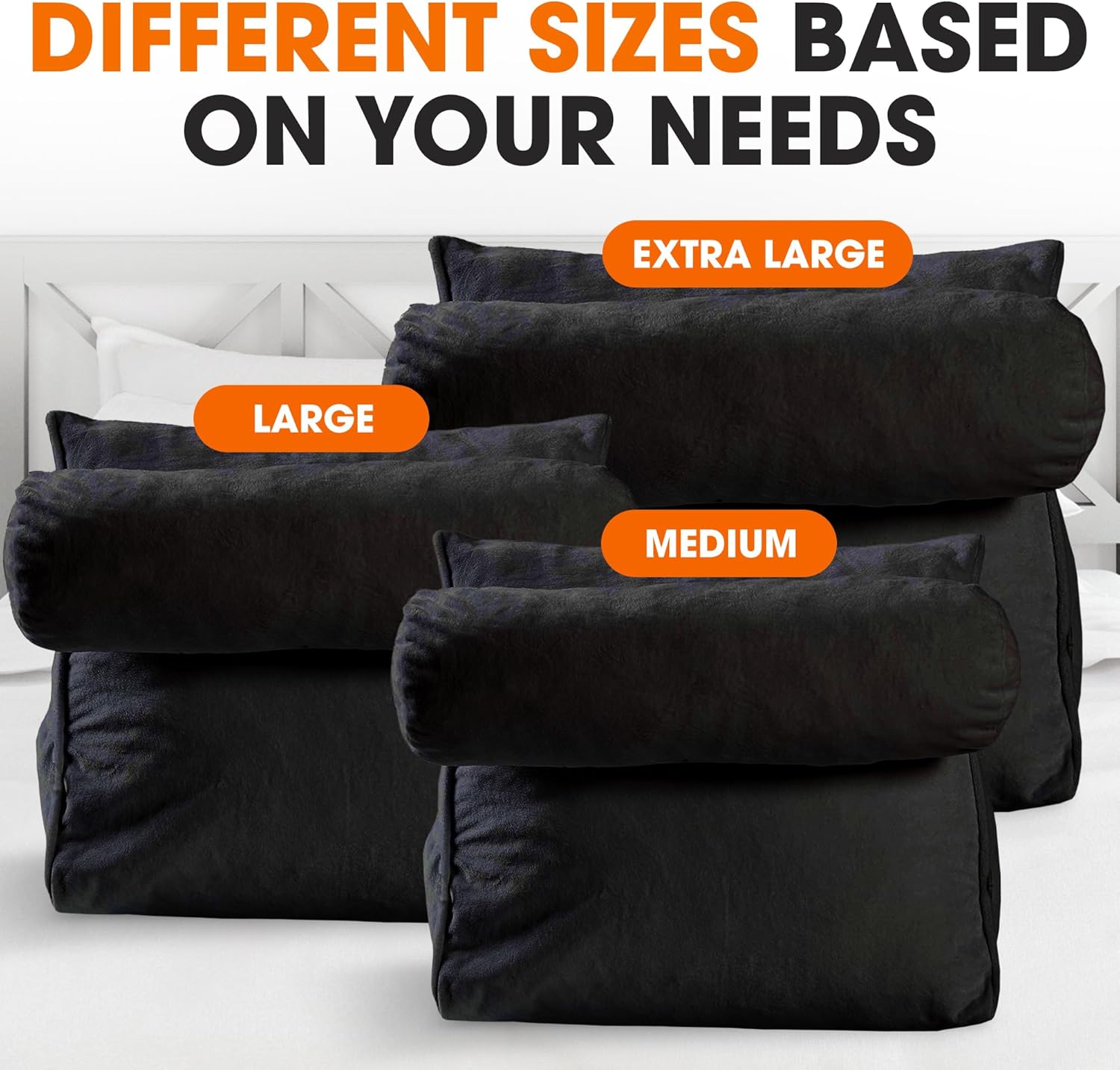 Cheer Collection Reading Wedge Pillow – TV Pillow with Adjustable Bolster Pillow, Memory Foam Back Support for Couch & Bed, Pillow Chair for Bed, Reading Pillows for Adults & Kids, XL, Black