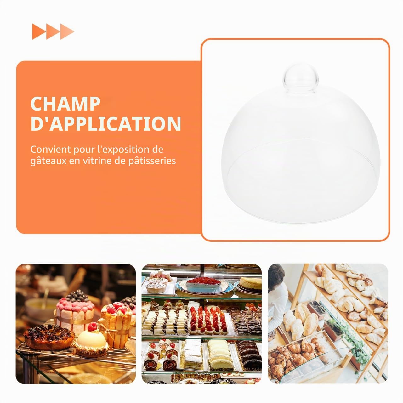DOITOOL Cloche ronde en verre transparent pour gâteau 21 x 21 cm