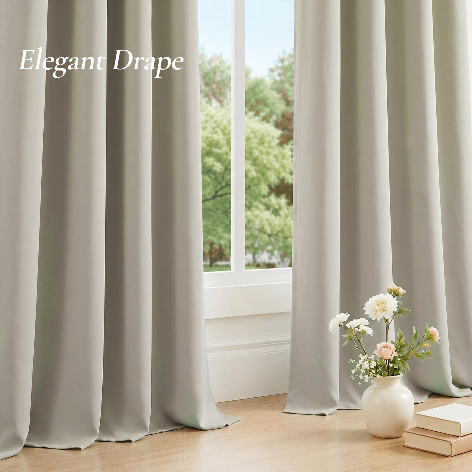 Ystyle Cortinas Salon Dormitorio 2 Piezas, 140×280cm, Beige