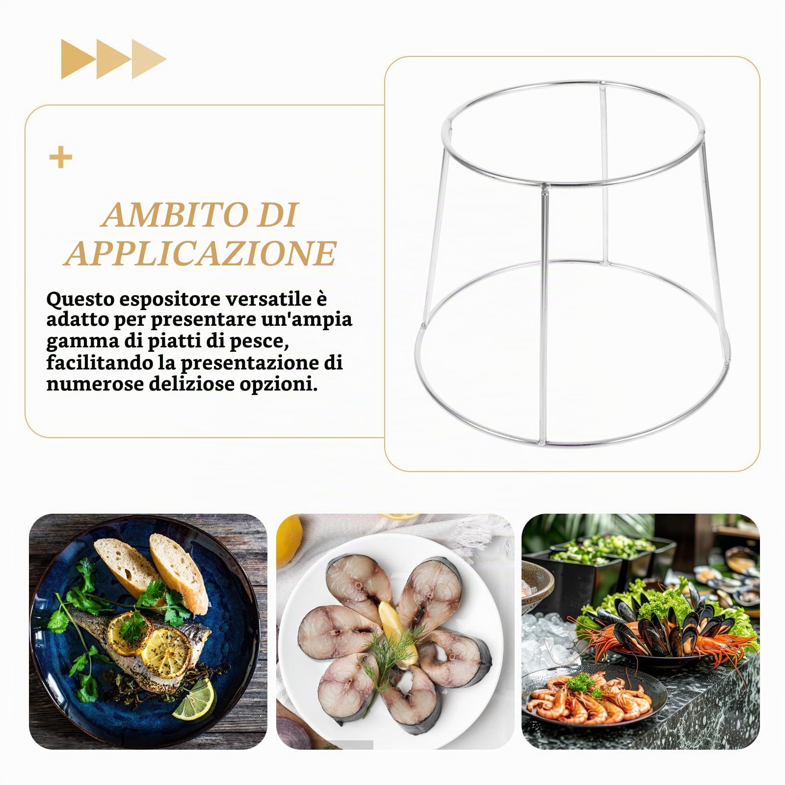 Set 3 Pezzi Alzatine per Buffet in Acciaio Inossidabile, Supporto Doppio Strato per Vassoi e Portapiatti, Design Creativo e Salvaspazio per Ristoranti