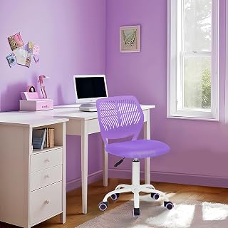 FurnitureR Kinder Schreibtischstuhl, höhenverstellbarer Drehstuhl mit kleinem Loch Rückenlehne Design, passend für Kinderzimmer oder Arbeitszimmer, lila