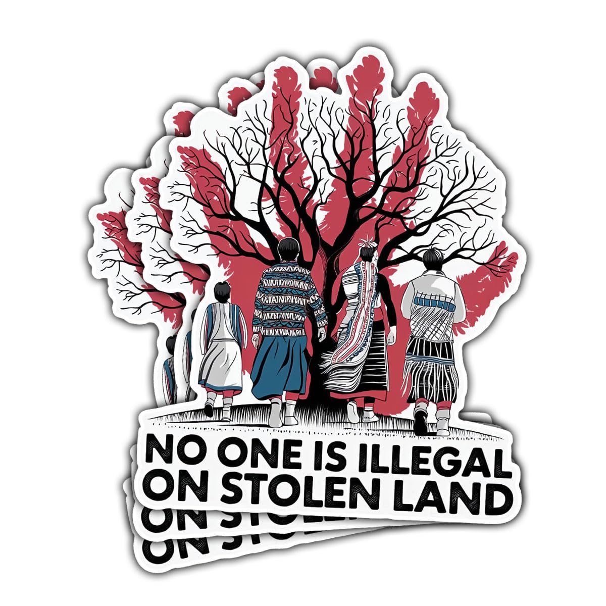 (3 Pcs) No One is Illegal On Stolen Land Sticker - Native American Decal, Indigenous Pride Bumper Sticker for Laptop, Water Bottle, Tumbler, Phone