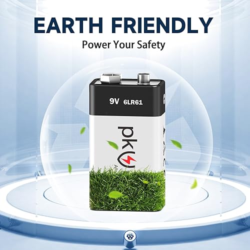 Miniatura 7 de Baterías alcalinas de 9 V para detector de humo, paquete de 12 baterías cuadradas de larga duración 6LR61 para alarma de incendios, 10 años de vida
