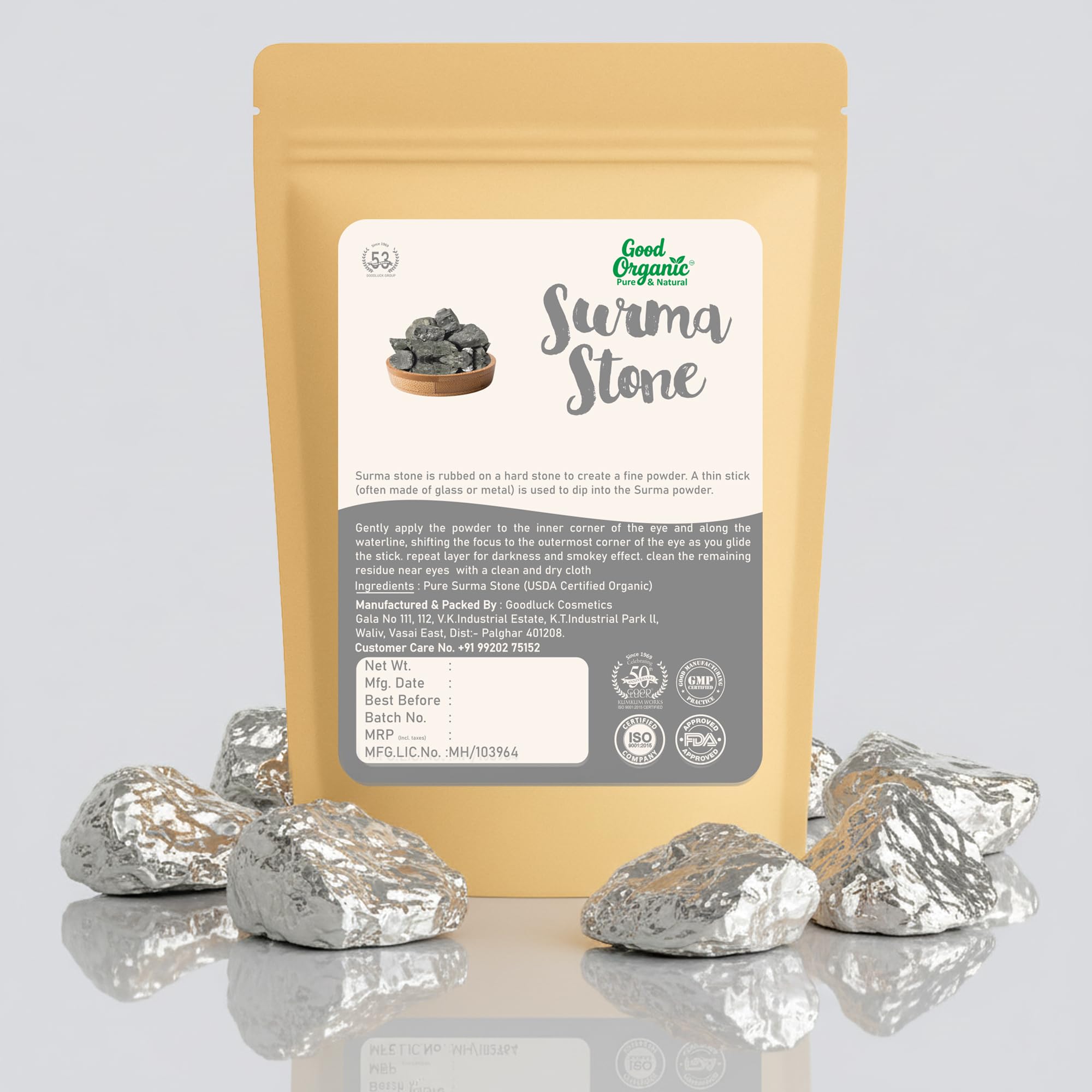 GOOD ORGANIC Kala Surma Stoone - Pure & Natural - Kohl Stibnite, Anjana Kal - Black Surma Stone for Cooling and improvement Of Eyes Kaatuka 120 g Free (Pack of 1)-image-9