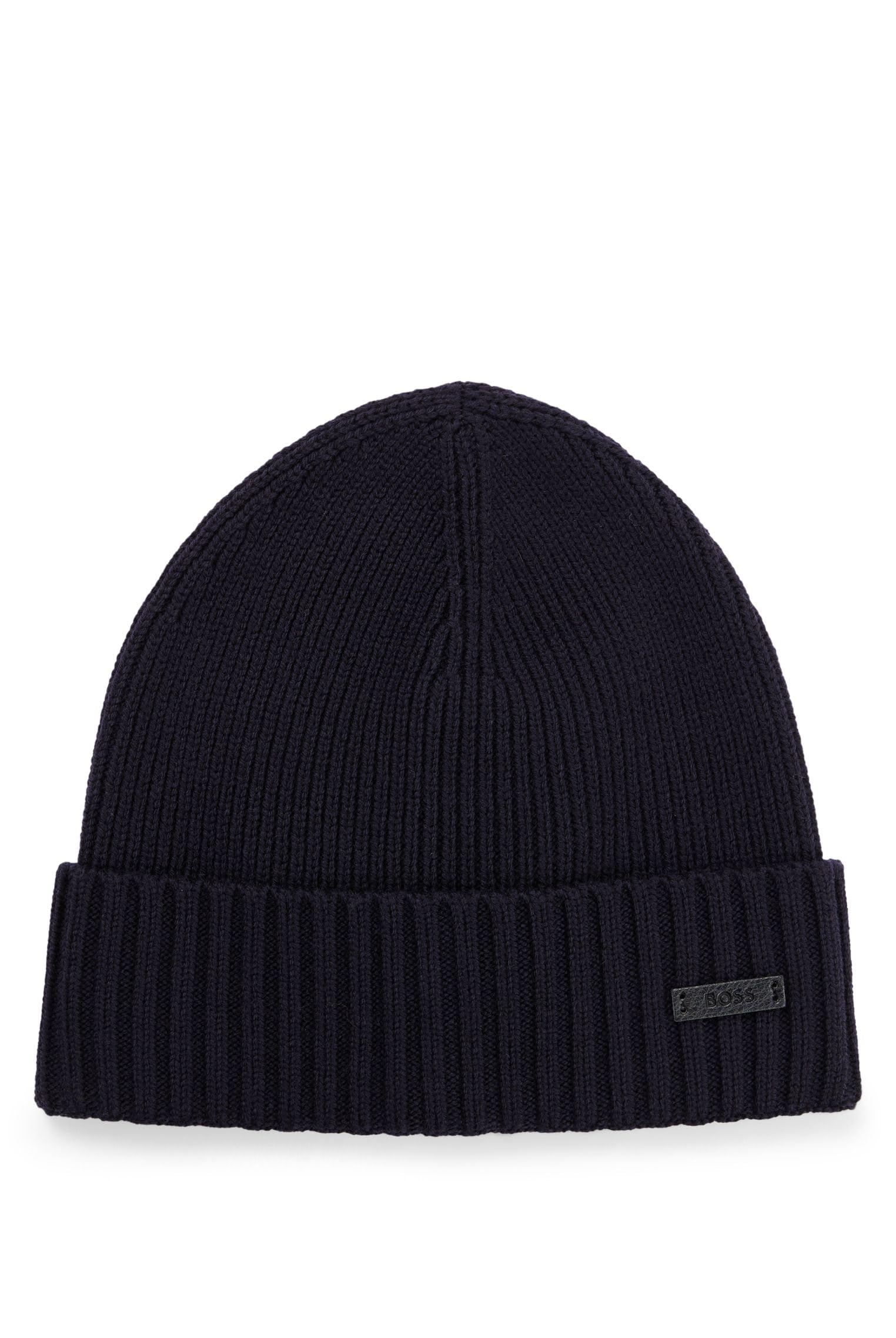 BOSS Mens Fati Logo-Label Beanie hat in Virgin Wool