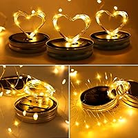 Vista 5 de ZNYCYE Luces solares en tarro de masón para exteriores, paquete de 12 30 luces LED de luciérnaga, tapas solares para tarros de masón, tiras de luces
