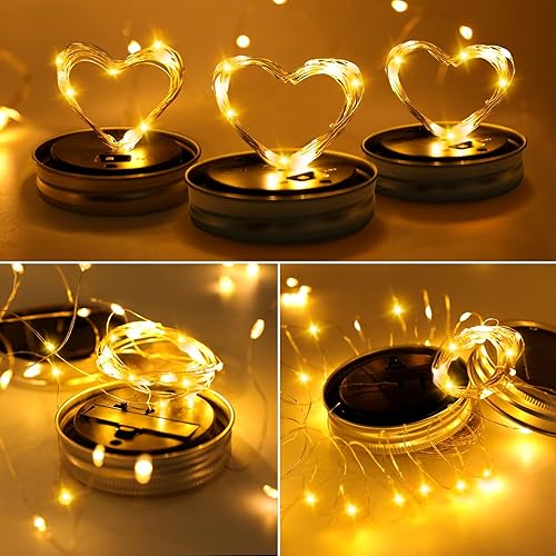 Miniatura 5 de ZNYCYE Luces solares en tarro de masón para exteriores, paquete de 12 30 luces LED de luciérnaga, tapas solares para tarros de masón, tiras de luces