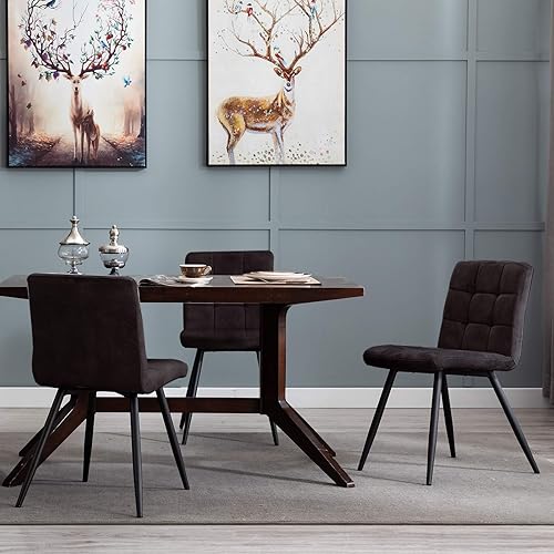 Miniatura 5 de DUHOME Juego de 4 sillas de comedor de terciopelo, sillas de comedor modernas de mediados de siglo con patas de metal, sillas auxiliares, sillas de
