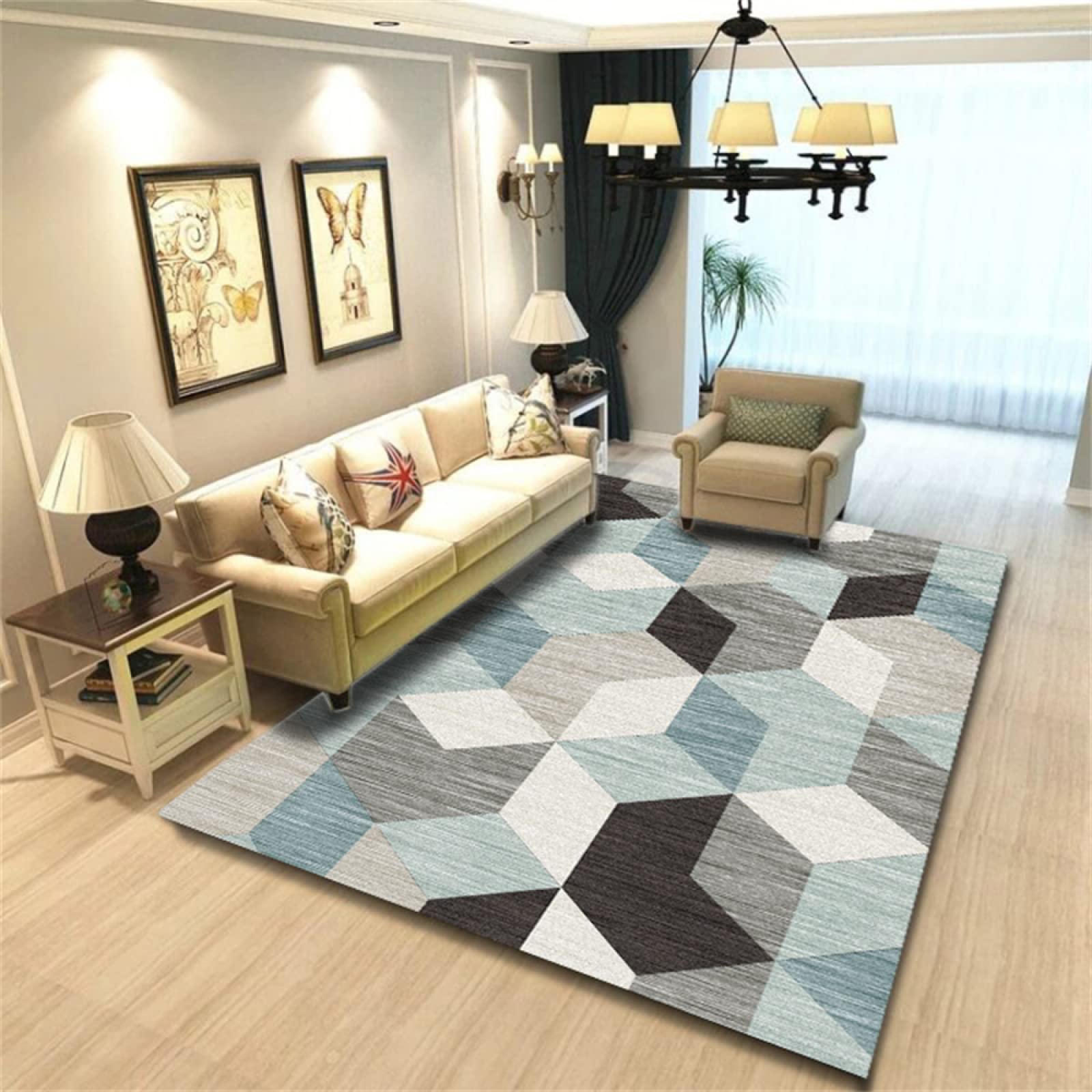 Tapis de créateur multicolore 180x250cm au design minimaliste haut de gamme