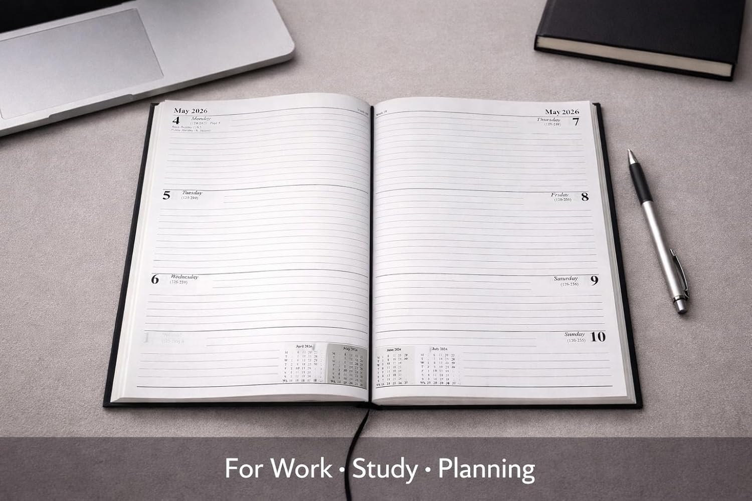 Top Sale 2023 A4 Week To View Yearly Diary with Hard Cover - Black