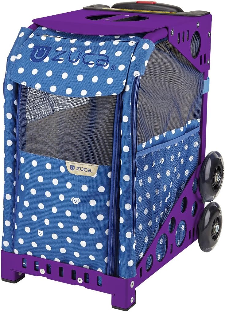 ZUCA ZuZuca Rolling Pet Carrier - Best in Show Insert Bag, Choose Your Frame Color (Purple Frame & Flashing Wheels)
