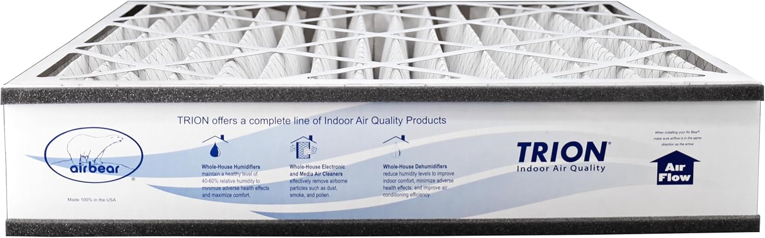 Air Bear 20x25x5 Pleated HVAC Air Filter MERV 8 (4-Pack) (actual size: 19.75" x 24.25" x 4.9" in.) compatible part number 255649-102