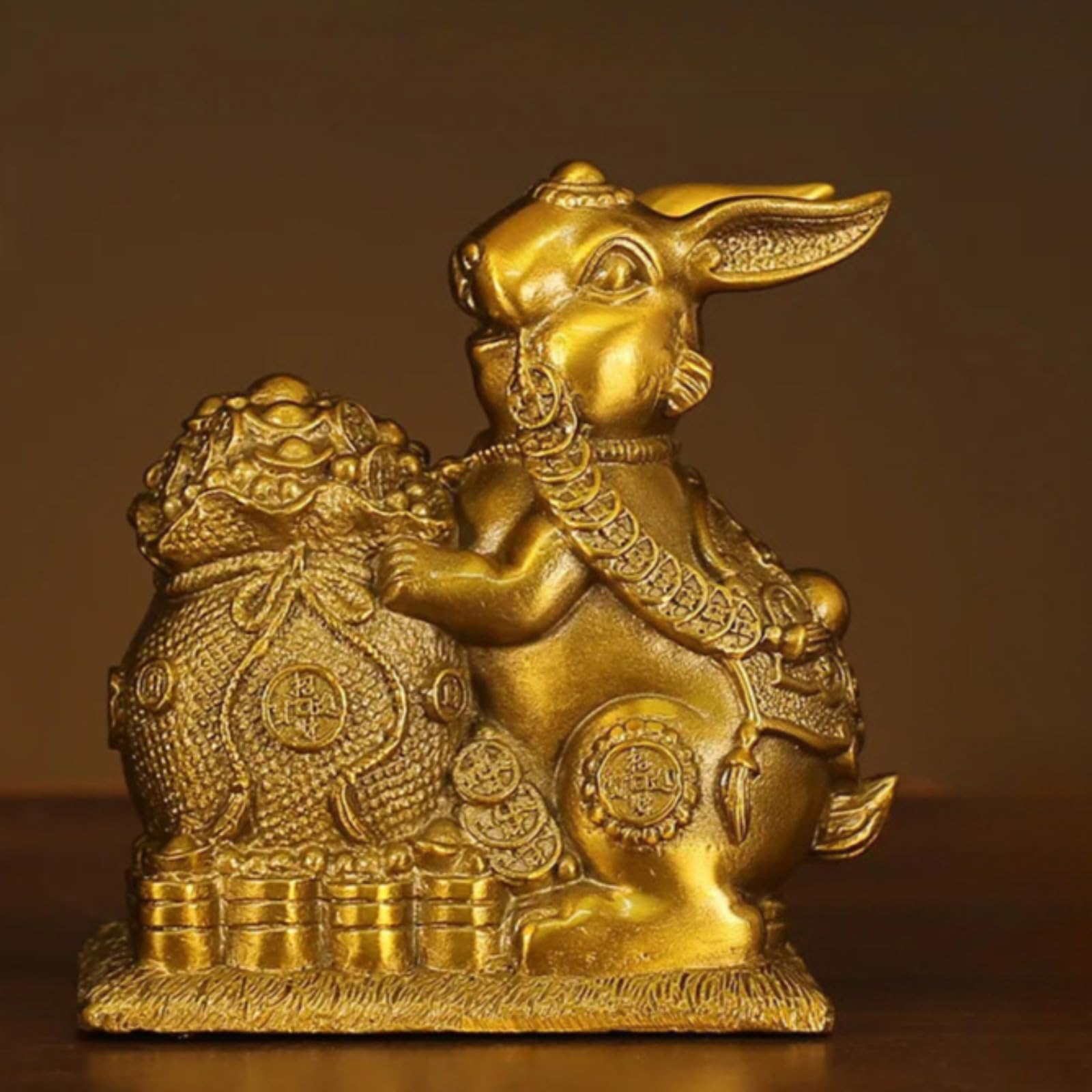 Aottsd Zodiac Dog Statue Brass Home Office Wealth Attracting Feng Shui Decor 14Cm