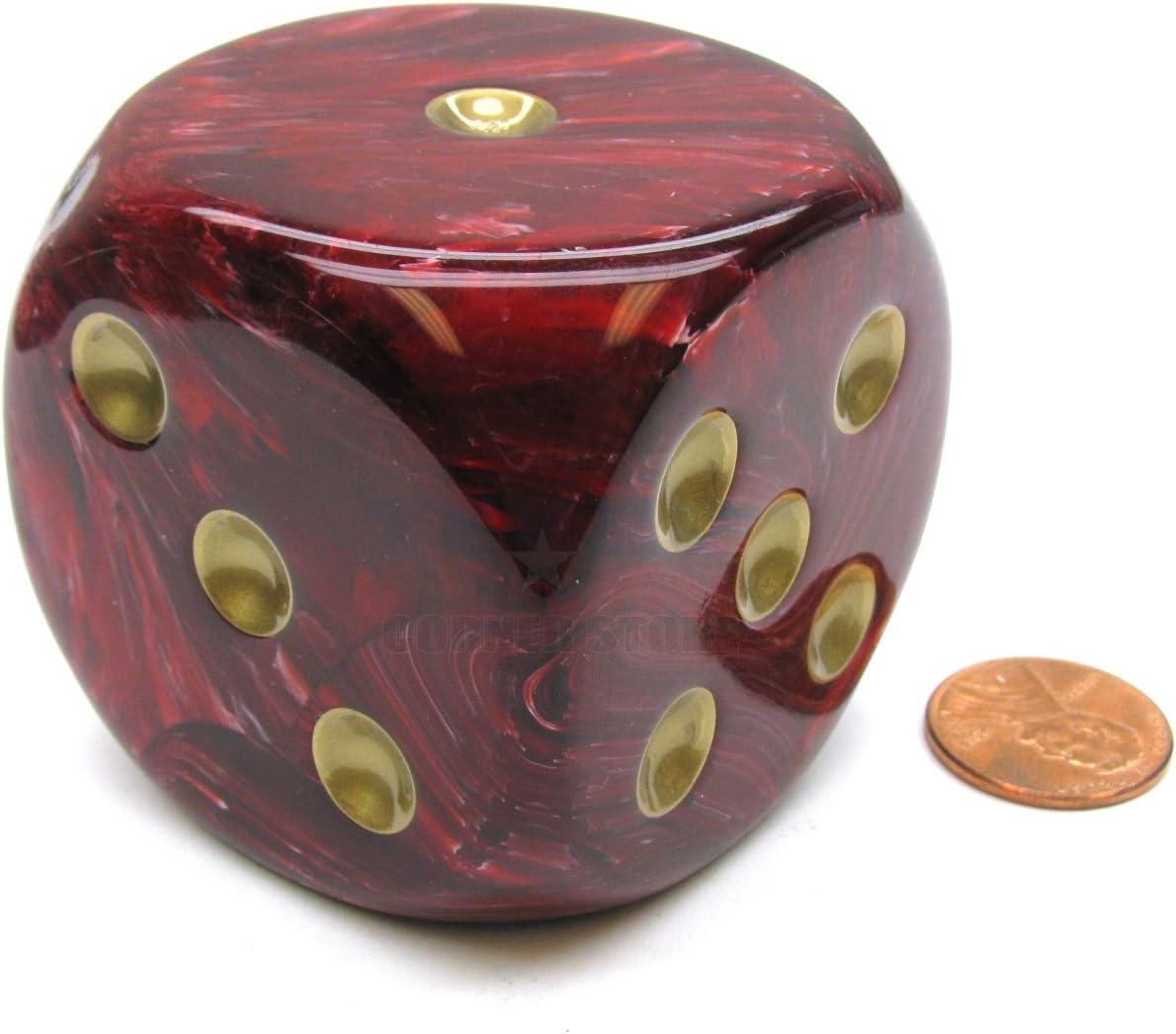 Chessex Vortex 50mm Huge Large D6 Dice, 1 Piece - Burgundy with Gold Pips