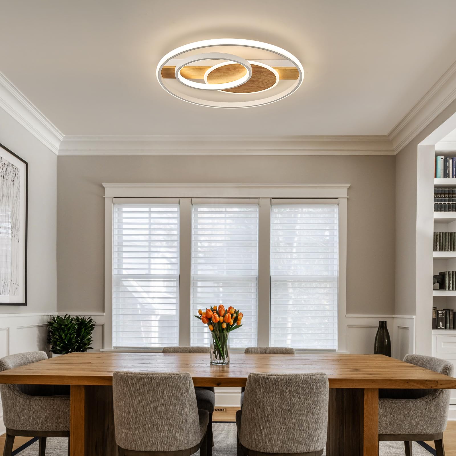 Qamra Modern Round LED Deckenleuchte,Weiß Deckenlampe 50 cm,4000 K | Deckenleuchte aus Aluminium, Metall und Silikon,Geeignet für Wohnzimmer, Schlafzimmer, Badezimmer, Flure,Küchen,48 W