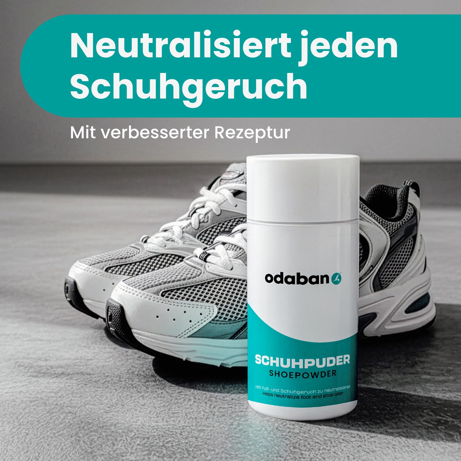 odaban® puder do stóp i butów | redukuje zapach stóp i butów | redukuje zarazki przeciwko bakteriom i grzybom | wiąże wilgoć dla długotrwałej świeżości | idealny do stóp i butów sportowych |2 x 50 g