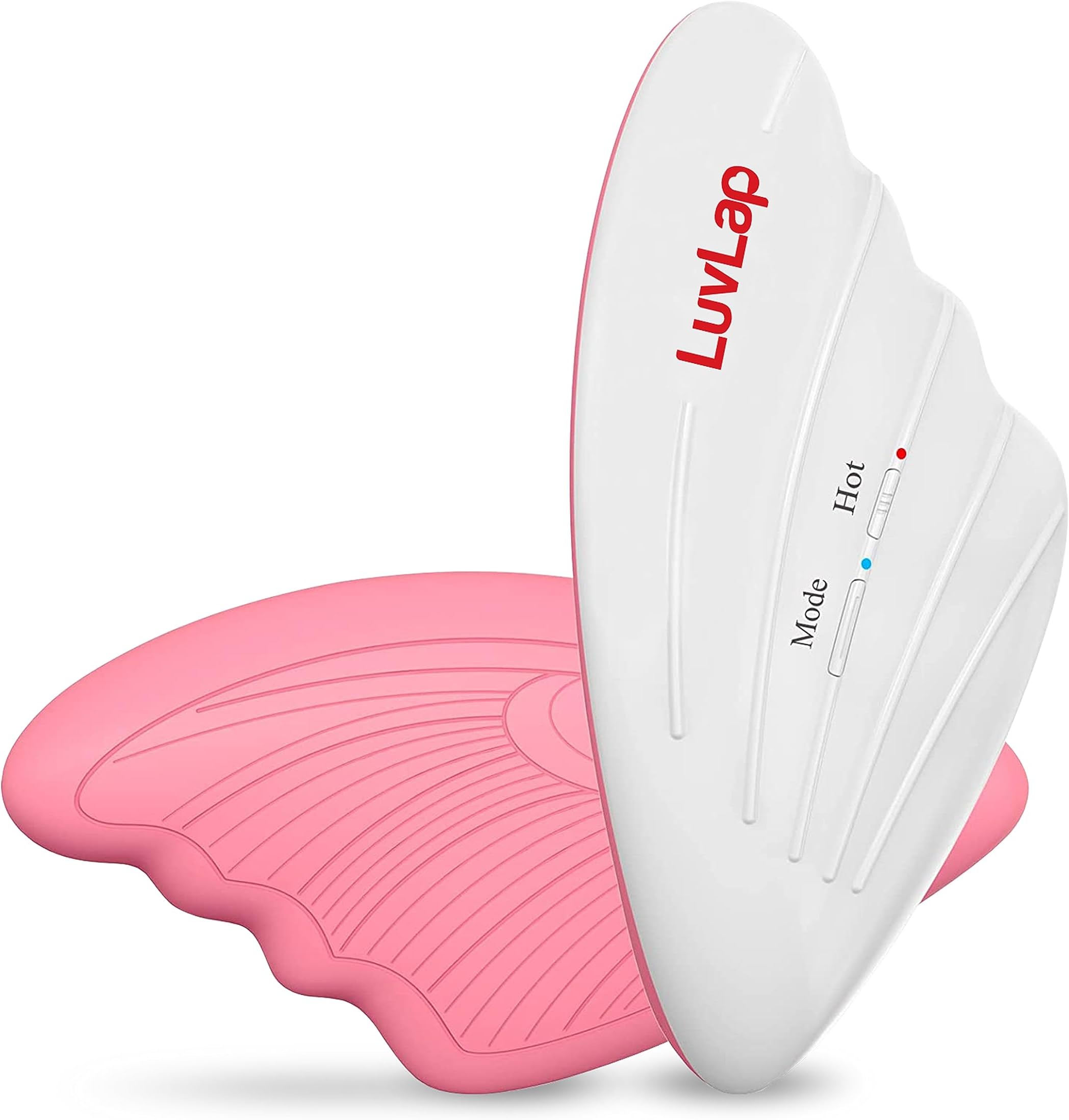 LuvLap 2-in-1 Warming Lactation Breast Massager, Pain relief with 3-level heat & 6-level vibration adjustment, for Breastfeeding, Pumping, Clears Clogged Ducts, Engorgement, Waterproof, White & Pink