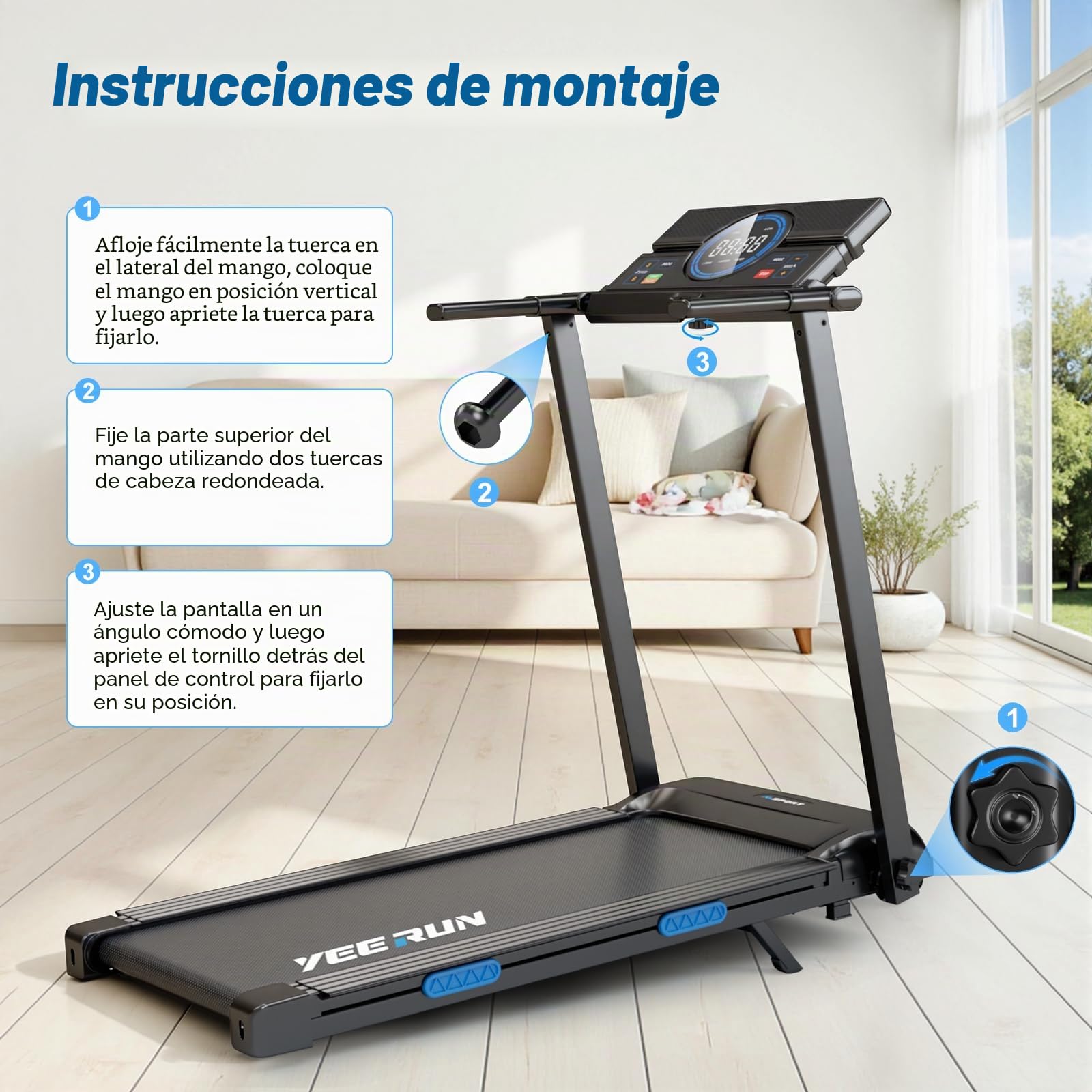 Cinta de Correr, Cinta de Correr Plegable 4 en 1 - Inclinación del 12% - Motor de 2,5 CV - Velocidad de 1 a 8 km/h - Equipada con Pantalla LED y Consola de Control.