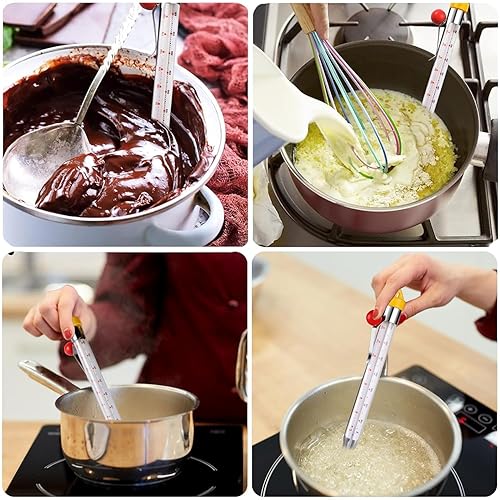 Miniatura 6 de LABO - Termómetro de caramelo para freír con clip para olla, termómetro de vidrio de lectura instantánea para dulces, freír, mermelada, azúcar,