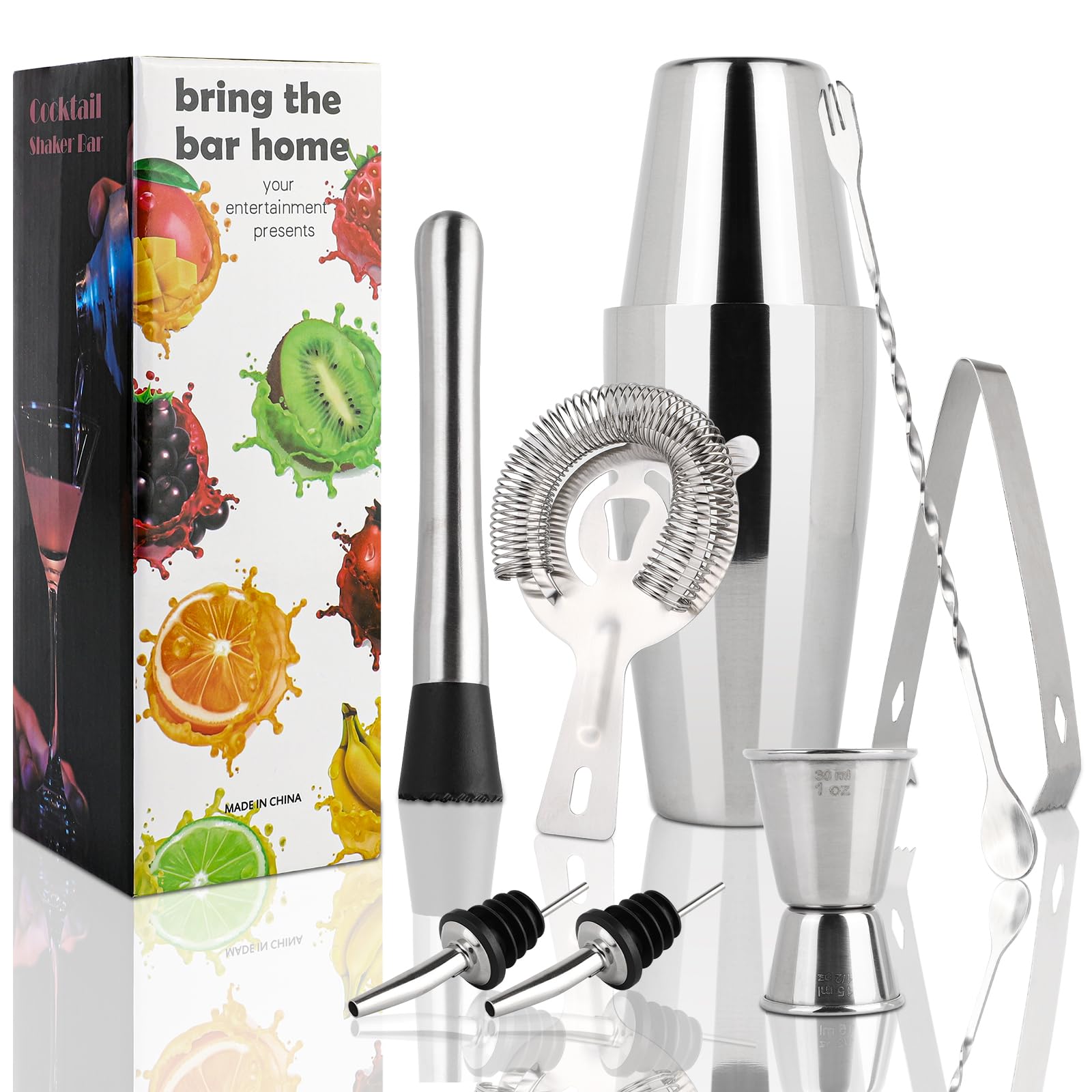 LIVE4COOL Boston Shaker, 8-teiliges Cocktail Set - 750 ml Ed