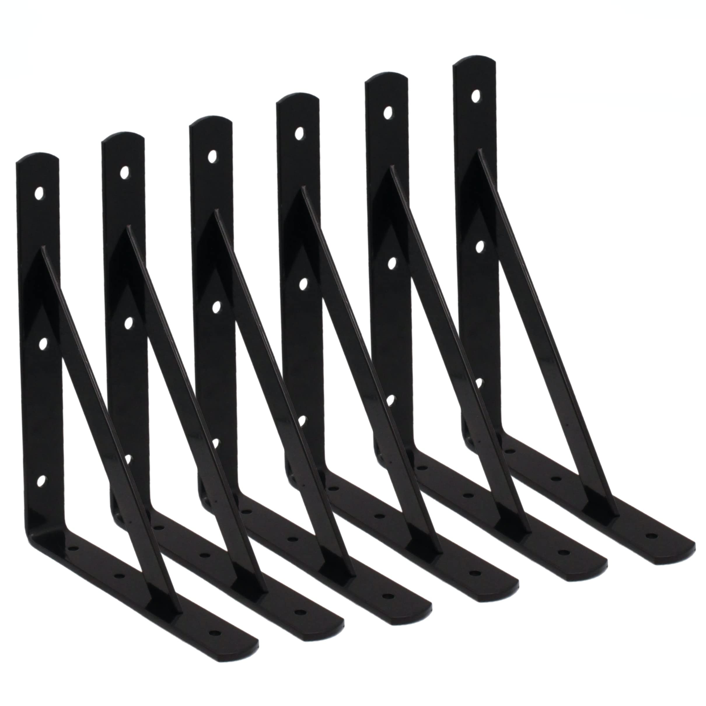 EAI Strong Shelf Bracket Black Reinforced Stay, 250mm x 300mm, 6 Pack