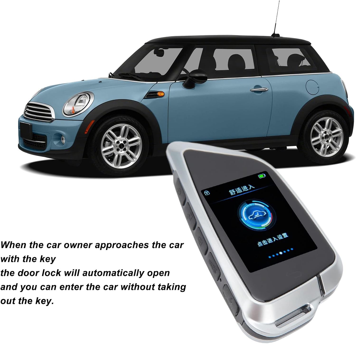Smart Remote Car Key with Bluetooth 5.0 and LCD Screen, features Keyless Entry Auto Lock and Anti Lost Function for One Click Start Car Selections