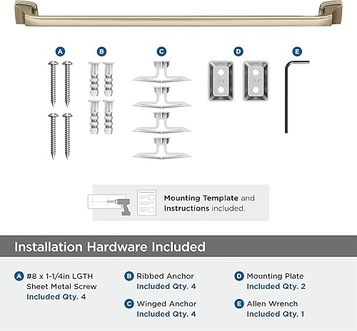 Vista 160 de Amerock BH36034CZ Toallero de bronce champán Toallero de 24 pulgadas (24.016 in) Revitalize Toallero de baño Accesorios de baño