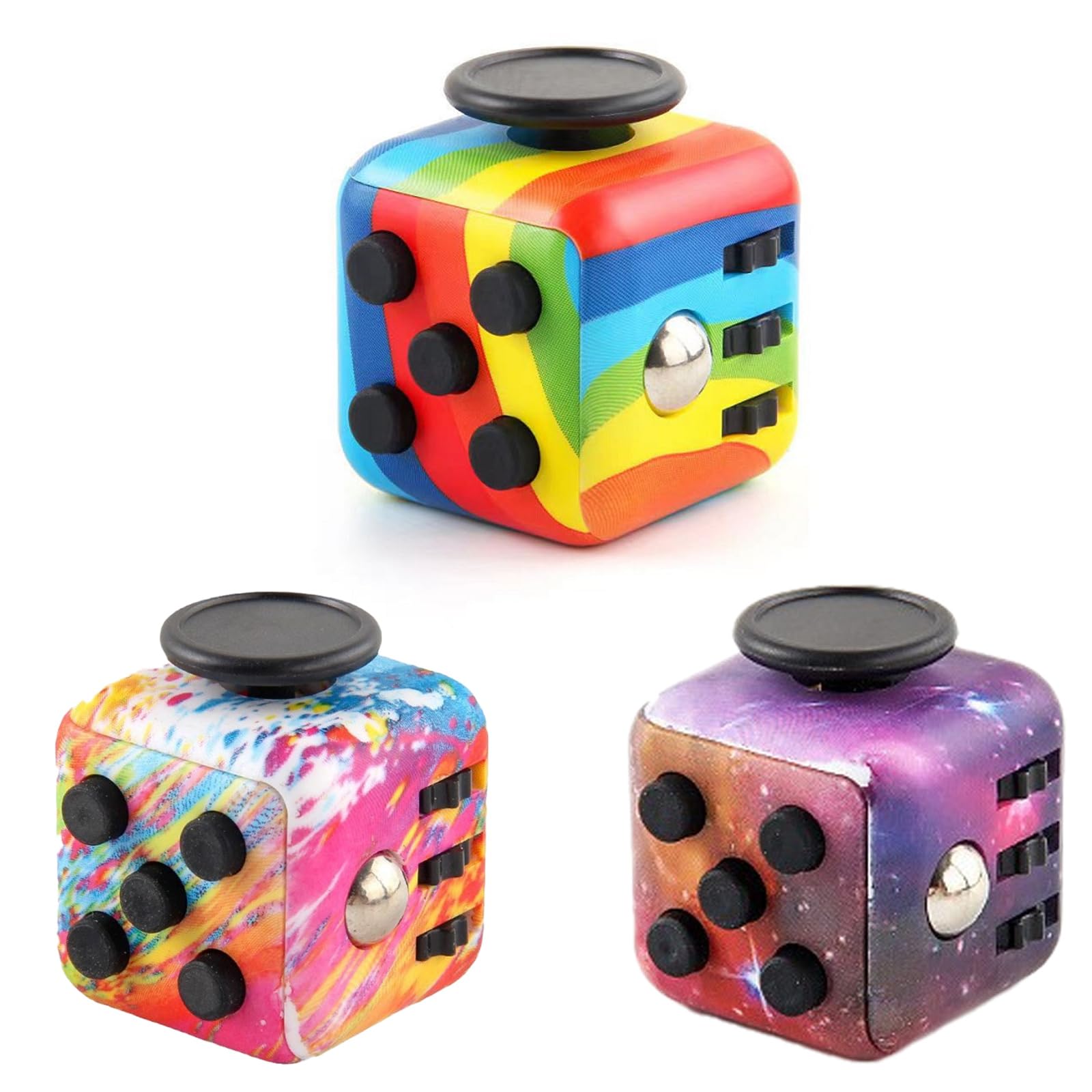 3PCS Fidget Cube - Anxiety Relief, Relaxing Toys with Six Faces, Suitable for Adults and Children