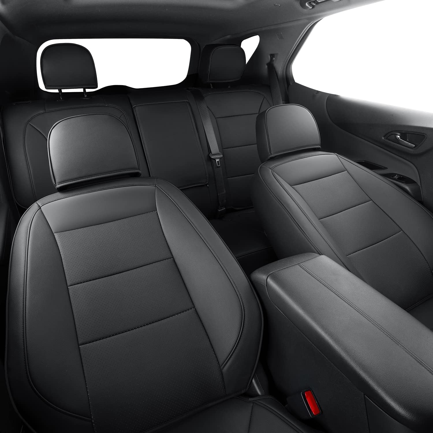 RISINGSTAR Terrain Seat Covers, fit for 2018-2024 GMC Terrain SUV with Rear Split Seats, Water Proof Faux Leather(Full Set, Black)