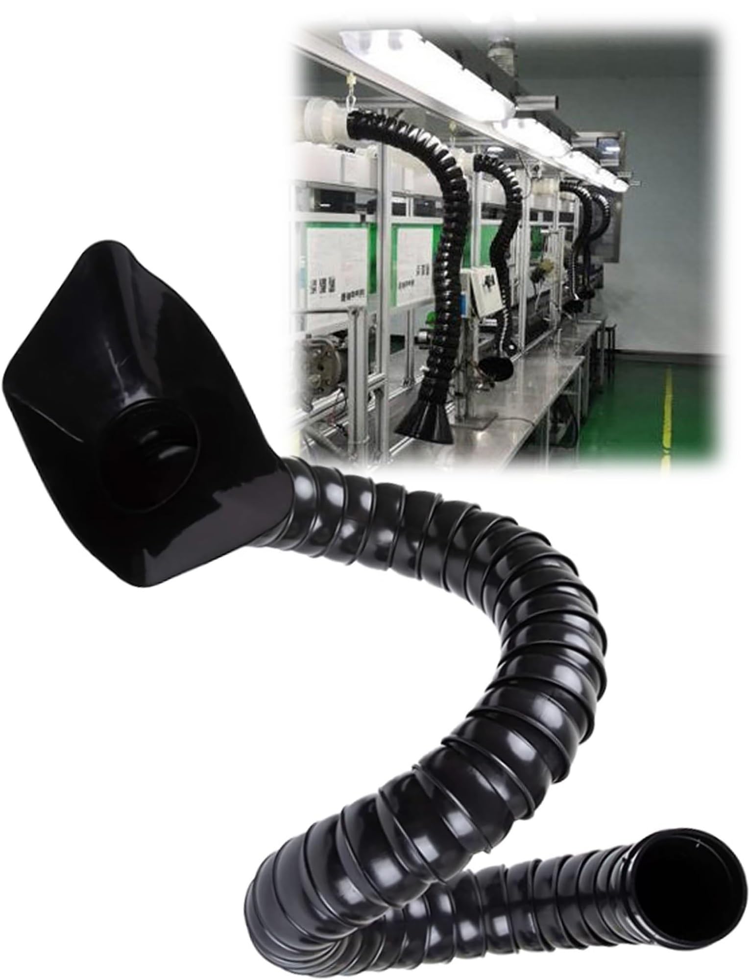 LVSEWOA 2" & 3" Industrial Fume Extractor Arm with Hood, 360° Adjustable Flexible Hose for Welding Smoke and Workshop or Laboratory Ventilation(Dia5cm,L80cm/2.6ft)